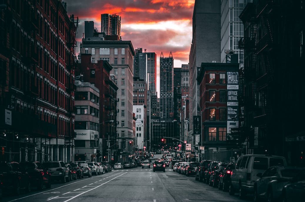 photography of roadway during dusk