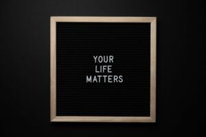 blackboard with your life matters inscription on black background