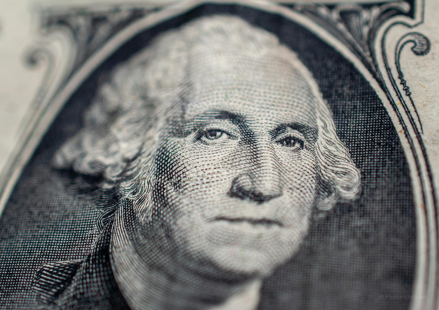 close up of george washington on us dollar bill